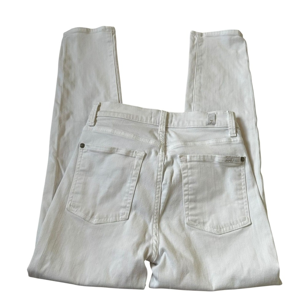 7 For All Mankind White The High Waist Ankle  Skinny Jeans Women Size 26 | 71-20 - Picture 5 of 9